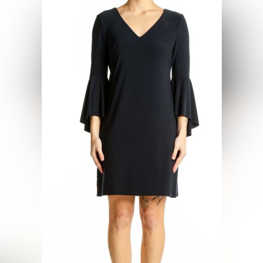 Dress Women Last Tango Casual Color Blue Size X Small V Neck Bell Sleeves New